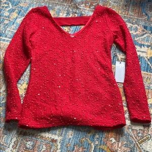 Jennifer Lopez Sparkle V Neck Sweater